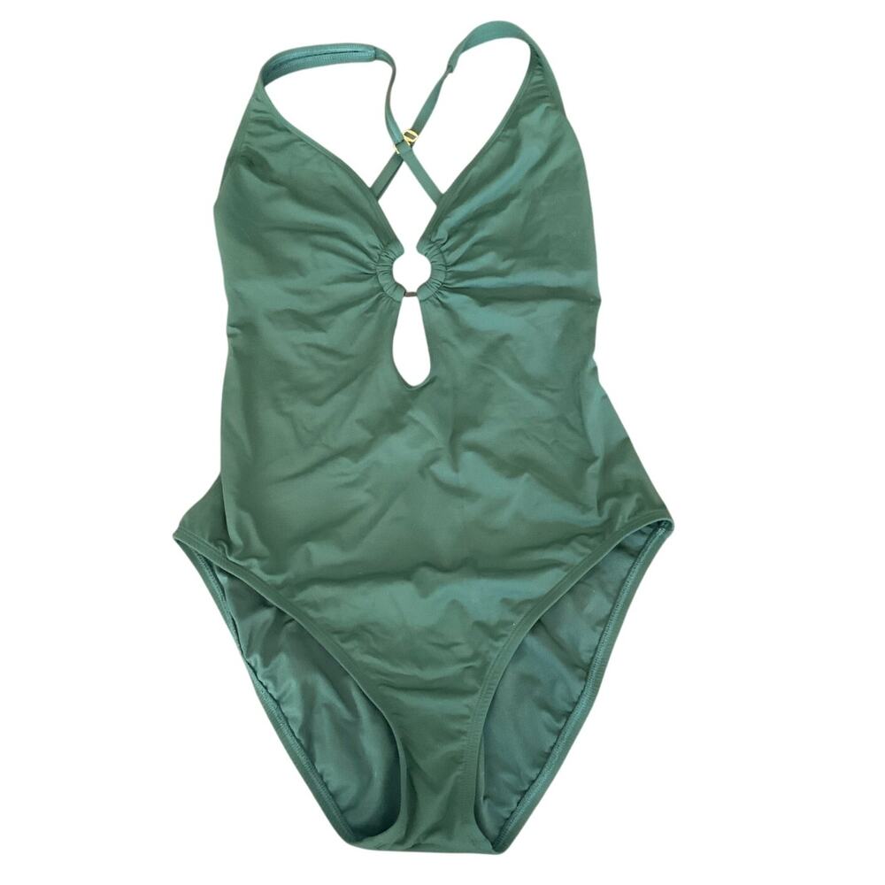 Blue Rod Beattie Ring Me Up Cross Back One Piece Swimsuit size 10